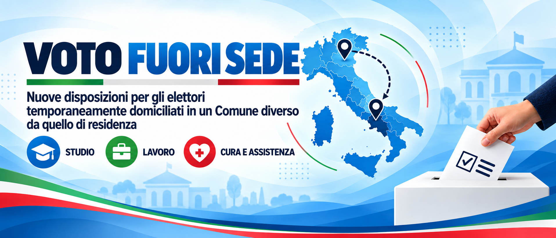 La Legge 9 ottobre 2026, n. 180 introduce nuove disposizioni per l'esercizio del diritto di voto fuori sede in occasione delle elezioni politiche, europee e dei referendum.